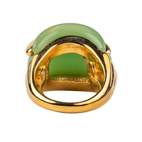 Gold and Jade Double Ribbed Ring For Sale