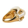 Gold and Pearl Double Ribbed Ring For Cheap