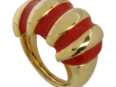 Red Enamel Shrimp Adjustable Ring For Sale