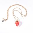 Gold Rope Chain with Red and Crystal Strawberry Necklace Supply