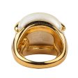 Gold and Pearl Double Ribbed Ring For Cheap