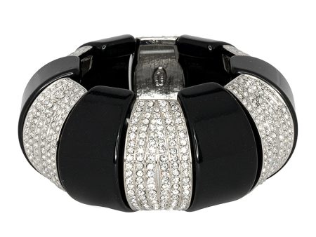 Black & Crystal Bars Dome Bracelet Online