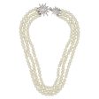 Three Row Pearl Necklace with Starburst Clasp Fashion