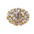 Gold and Crystal Cluster Dome Adjustable Ring Fashion