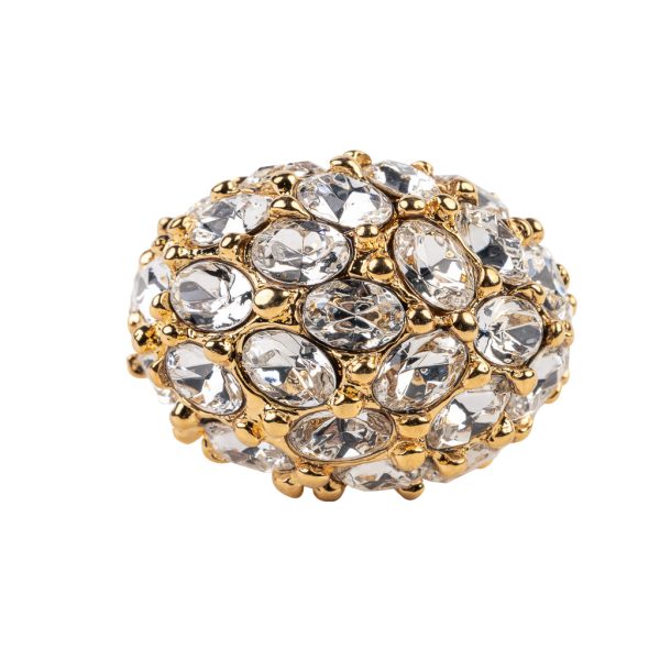 Gold and Crystal Cluster Dome Adjustable Ring Fashion