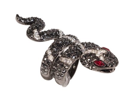 Hematite And Crystal Snake Ring For Sale