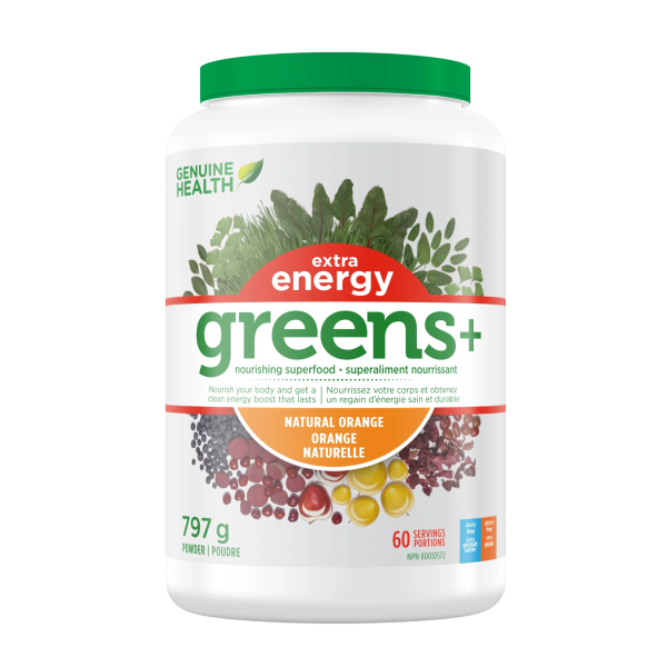 Genuine Health Greens+ Extra Energy, Natural Orange Discount