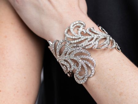 Crystal Hinged Feather Cuff on Sale