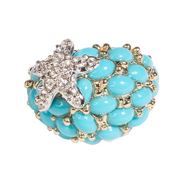 Turquoise And Crystal Starfish Ring Sale