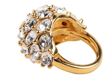 Gold and Crystal Cluster Dome Adjustable Ring Fashion