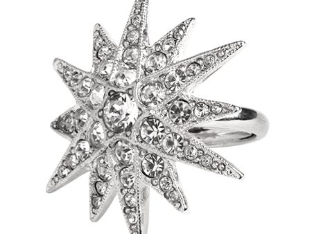 Silver & Crystal Flared Star Ring Sale