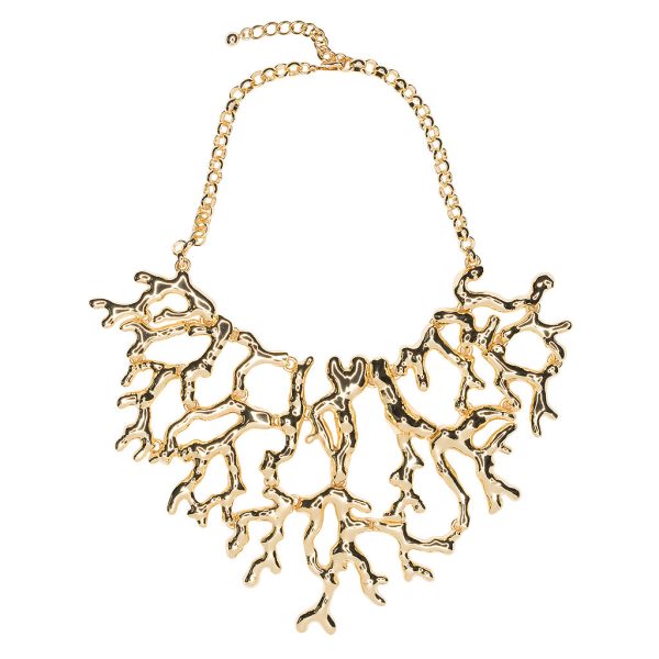 Polished Gold Coral Branch Necklace Online Sale