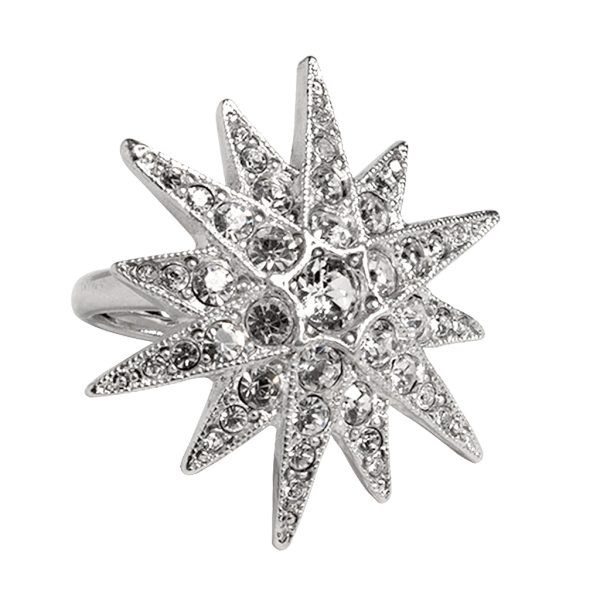 Silver & Crystal Flared Star Ring Sale