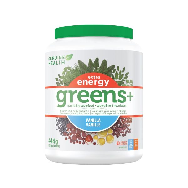 Genuine Health Greens+ Extra Energy, Vanilla on Sale