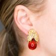 Gold, Rhinestone And Ruby Clip Earrings Fashion