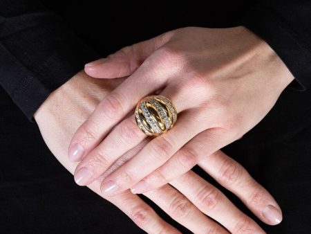 Gold and Rhinestone Domed Ring Online now