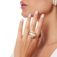 Silver with Double Crystal Band White Pearl Ring Sale