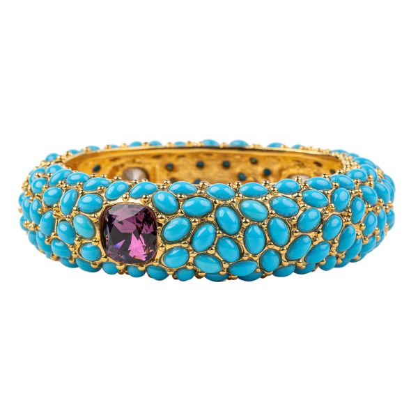 Turquoise & Amethyst Hinged Bracelet Cheap