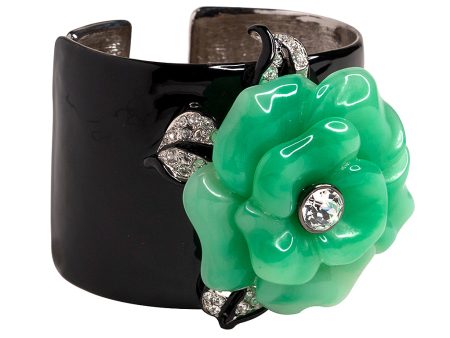 Black Cuff with Jade Flower Supply