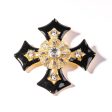 Gold, Crystal and Black Maltese Cross Pin For Discount