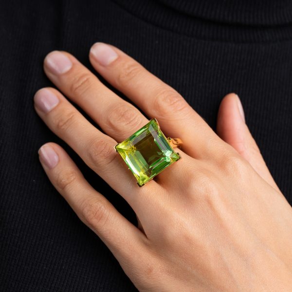 Peridot Square Stone Ring Online Sale