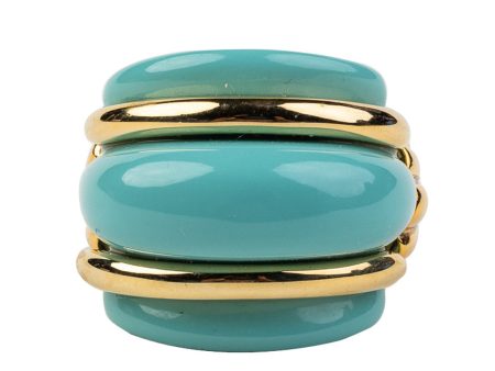 Gold and Turquoise Double Ribbed Ring Supply