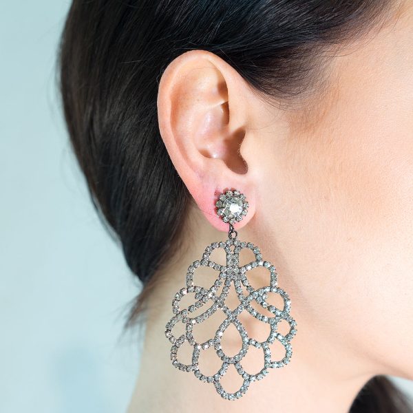 Crystal Lace Clip Earrings Online