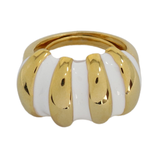 White Enamel Shrimp Adjustable Ring For Cheap