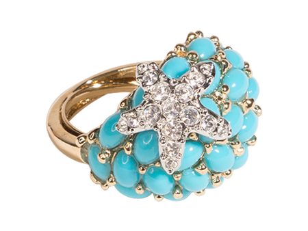 Turquoise And Crystal Starfish Ring Sale