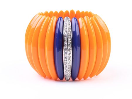 Coral and Lapis Bars Stretch Cuff Discount