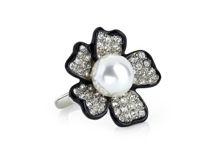 Pearl Center Flower Adjustable Ring Hot on Sale