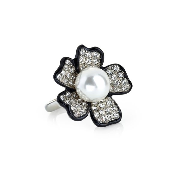 Pearl Center Flower Adjustable Ring Hot on Sale