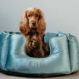 High Wall Bed For Dogs in Duck Egg Velvet by Lords & Labradors For Sale