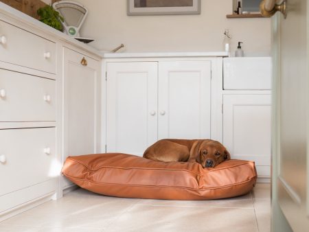 Dog Cushion With Removable Cover in Rhino Tough Ember Faux Leather by Lords & Labradors For Sale