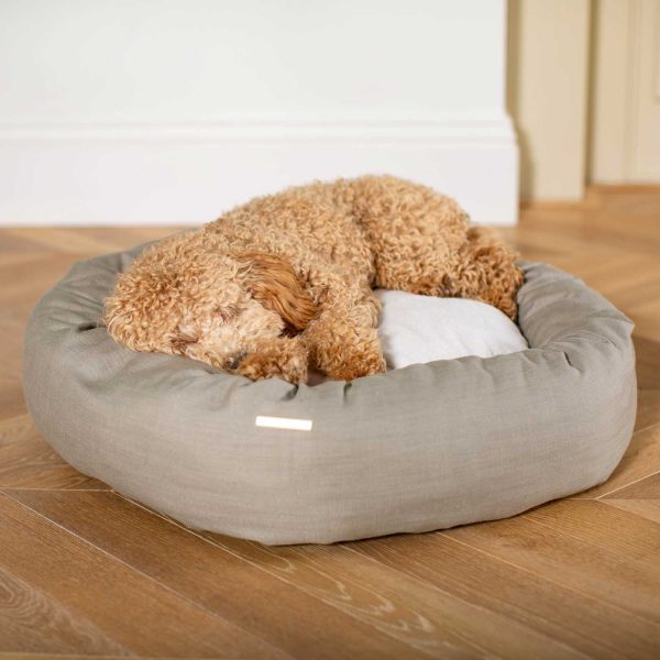 Donut Bed With Removable Covers in Savanna Stone by Lords & Labradors For Sale