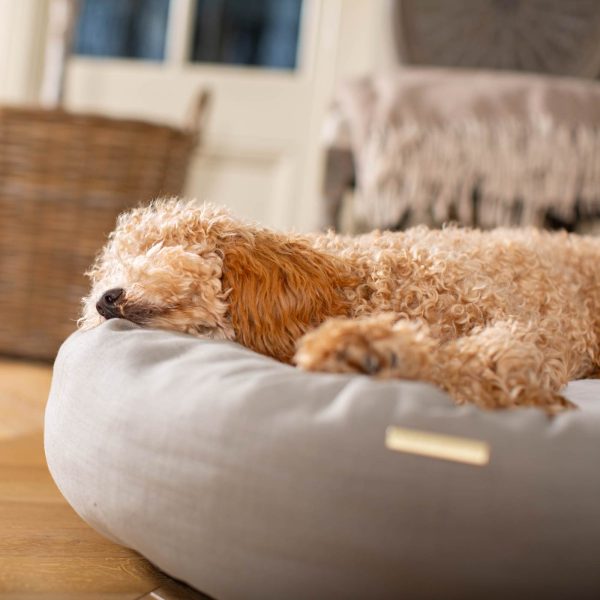 Donut Bed With Removable Covers in Savanna Stone by Lords & Labradors For Sale