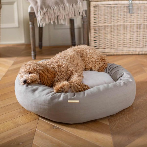 Donut Bed With Removable Covers in Savanna Stone by Lords & Labradors For Sale